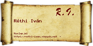 Réthi Iván névjegykártya